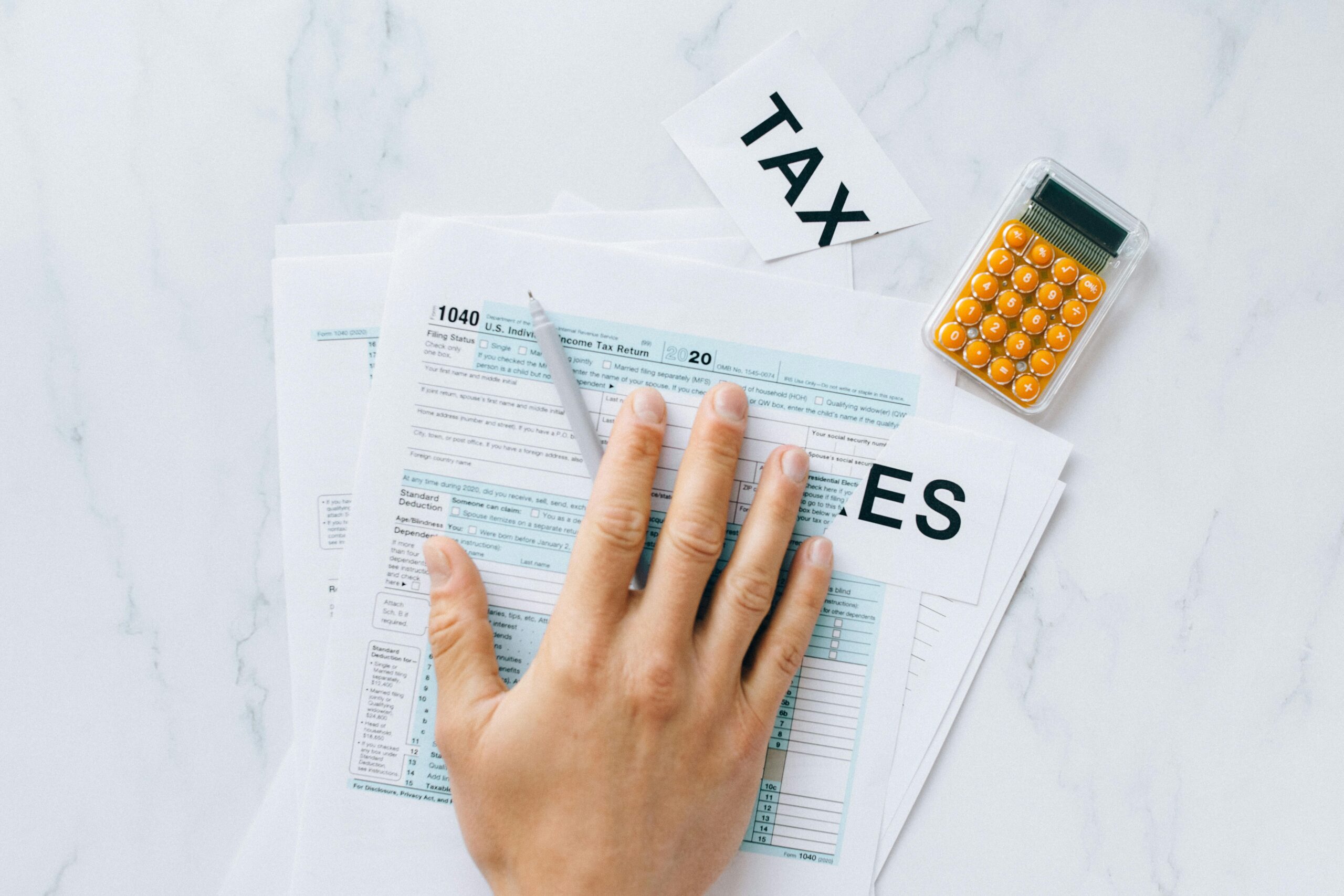 Tax documents and calculator